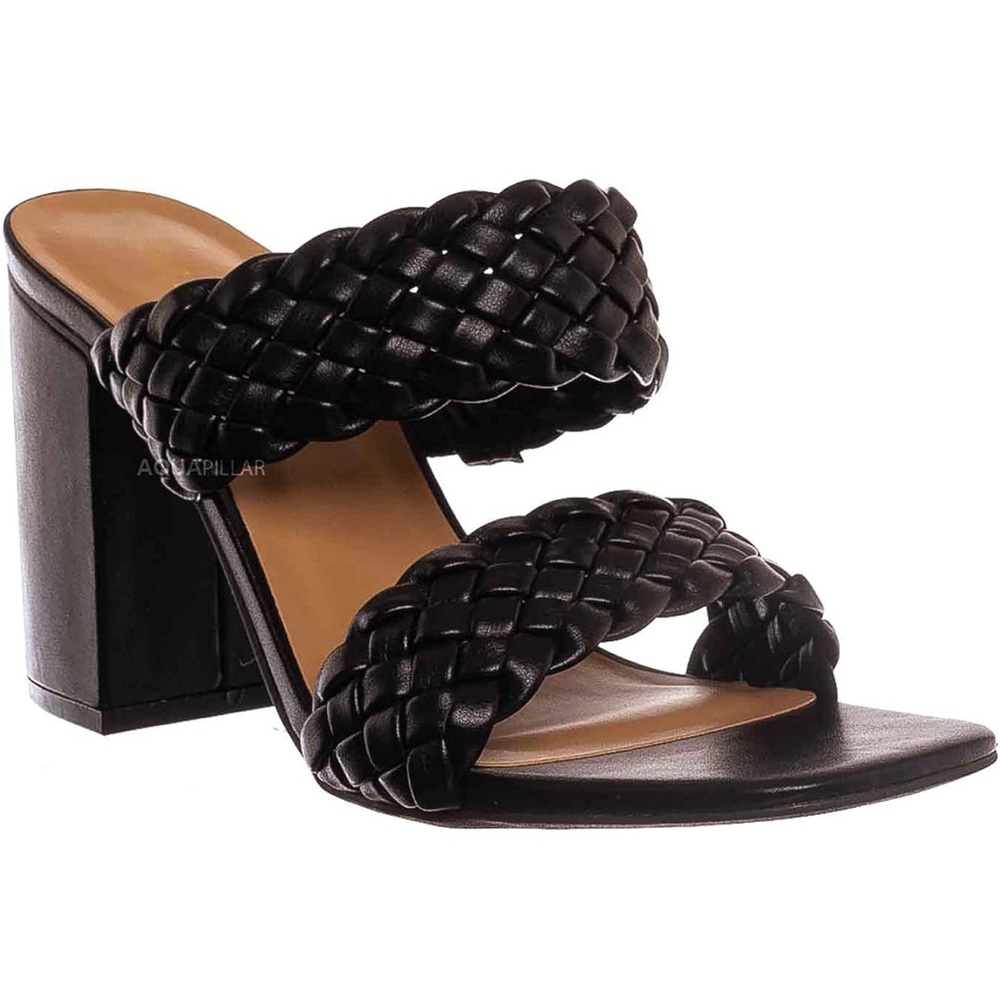 Women's Black Braided Heeled Sandals